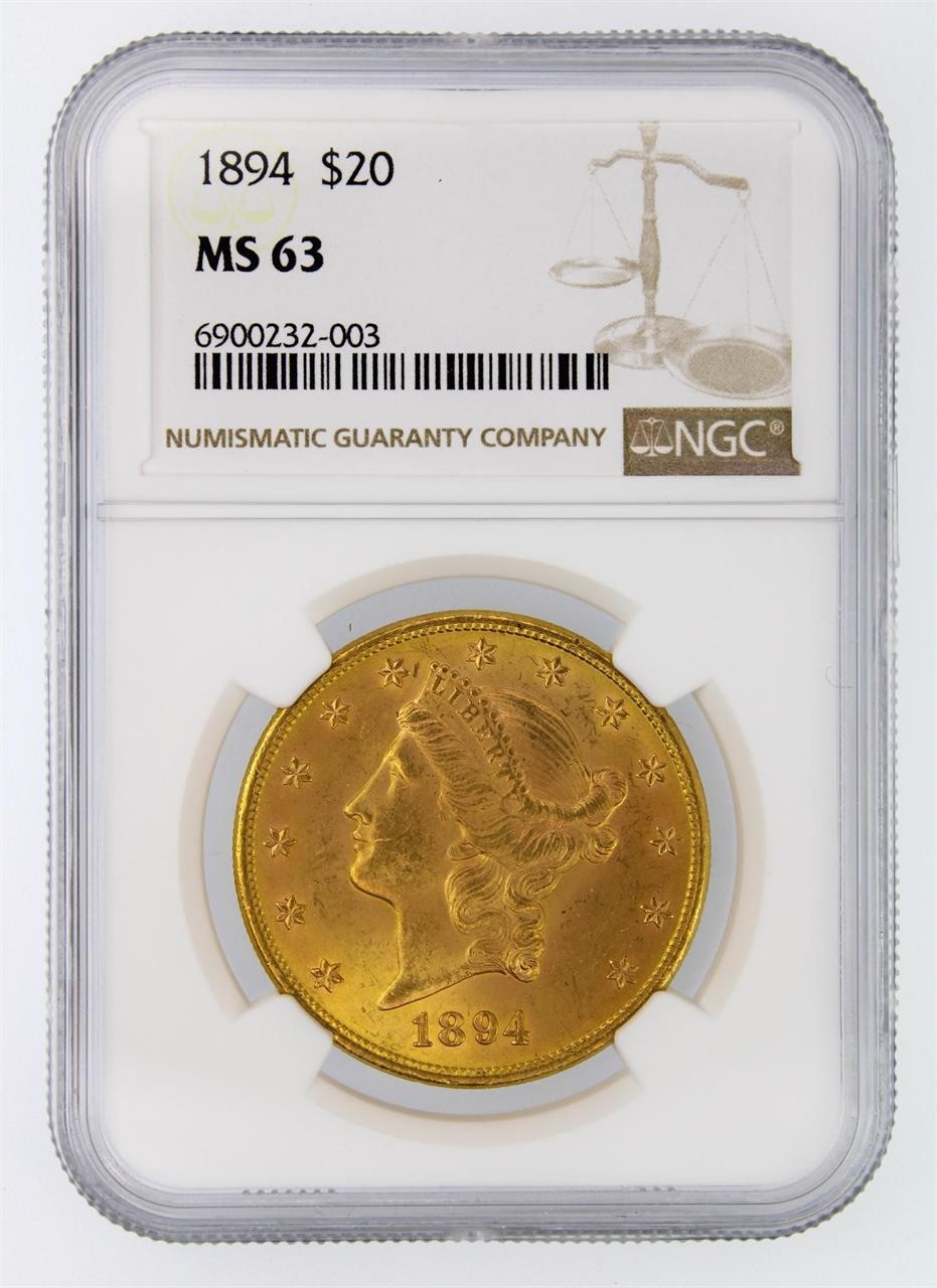 1894 Gold $20 NGC MS63 $4250 LIST
