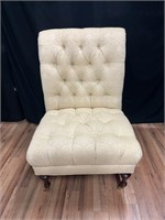 Tufted Damask Slipper Chair