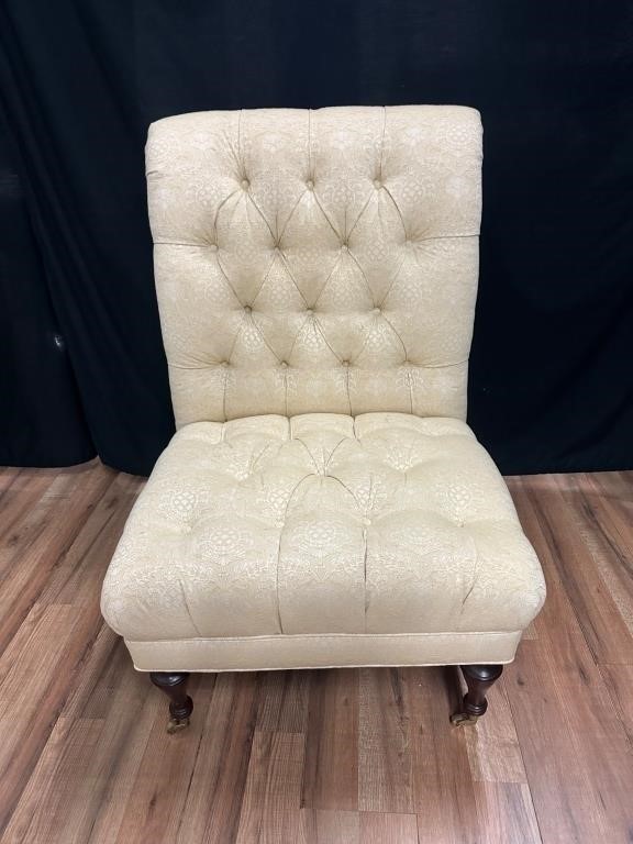 Tufted Damask Slipper Chair