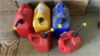 3- 5 gallon gas containers, 2 two- 2.8 ounce