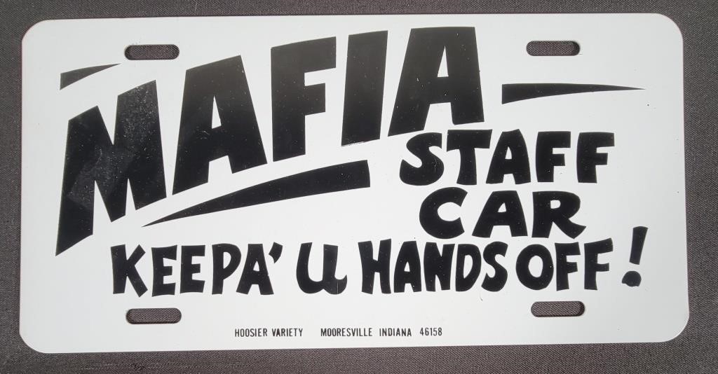 Mafia Staff Car License Plate