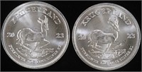 (2) 1 OZ .999 SILVER 2023 KRUGERRAND ROUNDS