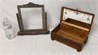 Vintage Wooden Dresser Box & Swivel Frame