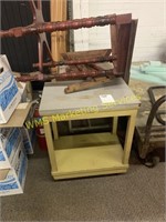 Two Metal Carts on Casters & Furniture Parts