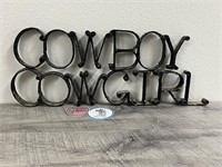 Vintage metal cowboy and cowgirl word art