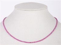 18K YELLOW GOLD CLASPED PINK RUBY FACETED NECKLACE