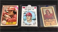 Three Pete rose baseball cards
