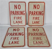 4 No Parking Fire Lane Metal Signs