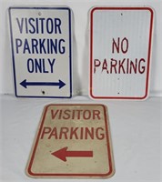 3 Visitor/ No Parking Metal Signs