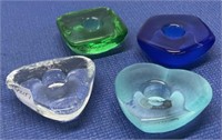 Assorted Art Glass Candleholders 4 Pcs