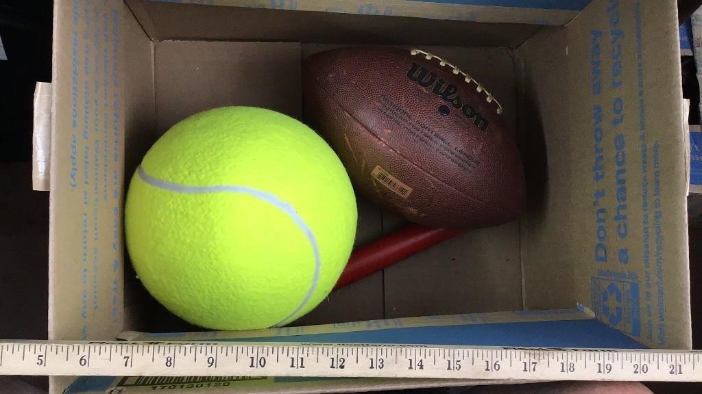 Football, lg tennis ball & pump