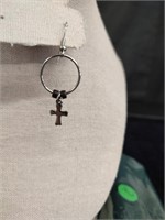 Onyx Cross Earring