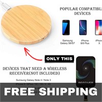 NEW Bamboo Wood 10W Qi Wireless Charger USB