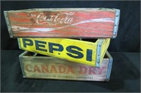 (3X) PEPSI, COKE & CANADA DRY WOOD DRINK CRATES
