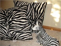 Large Zebra Toss Pillows & Resin Statue