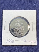 1993 Canadian $.50 coin proof like