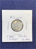 1966 Canadian $.10 coin