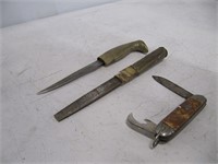 BRASS HANDLE FILE/KNIFE & POCKET KNIFE