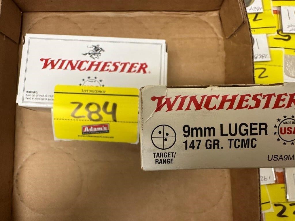 (2) BOXES OF WINCHESTER 9 MM UGER 147 GR. TCMC
