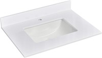 EQLOO 30 Inch Solid White Vanity Sink Top