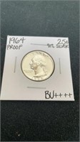 1964 proof silver quarter BU++++