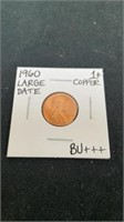 1960 large date copper penny BU+++