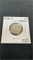 1936 s Buffalo nickel  F15