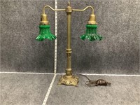 Green and Gold Toned Double Lamp