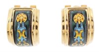 Hermes Green Enamel Clip-On Earrings