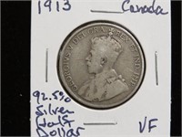 1913 CANADA SILVER HALF DOLLAR 92.5%