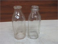 2 Vintage Milk Bottles - 1 is Meadow Gold