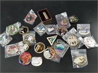 Bag with dozens of Alaskan themed pins: Alaska RR,