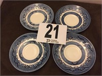 (4) 5 ½” Saucers Blue Willow