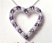 $44 Silver Amethyst 18" Necklace