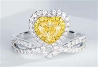 0.7ct Natural Yellow Diamond Ring 18K Gold