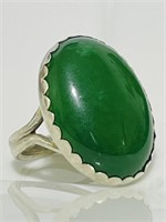 Solid 925 Sterling Silver Green Stone Ring