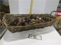 $Deal Large rustic basket with pinecones