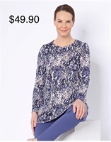 Sz XL Mr. Max Sweater Knit Print Tunic - Blue