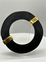 Rare Clara Studios Vintage Wood & Gold Tone Bangle