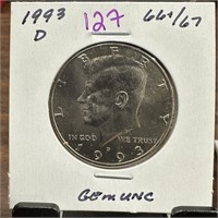 1993-D GEM UNC JFK HALF DOLLAR