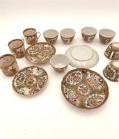 19 th chinese famille rose plates and cups