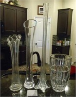 4 Crystal & Glass Vases