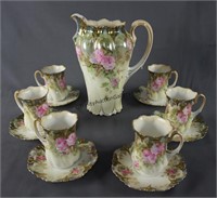 German Porcelain Chocolate Pitcher and Cup Set