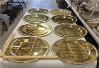 8 charger plates-gold colored