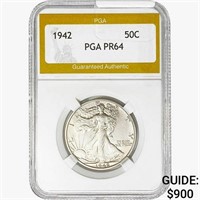 1942 Walking Liberty Half Dollar PGA PR64