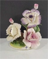 Vintage Capodimonte 3 Roses On a Log Porcelain