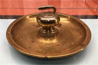 Vtg. curling rock brass dish