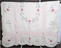 (L) Homemade, hand sewn and machine sewn quilt,