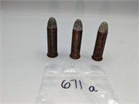 3 Pc. 1870's 50-70 Benet Primed Cartridges