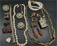 Vintage jewelry lot/perfume bottle more